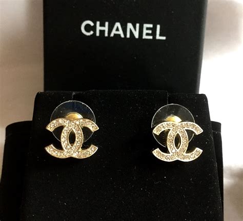 chanel crystal 90s icon cc stud earrings gold|Chanel crochet earrings.